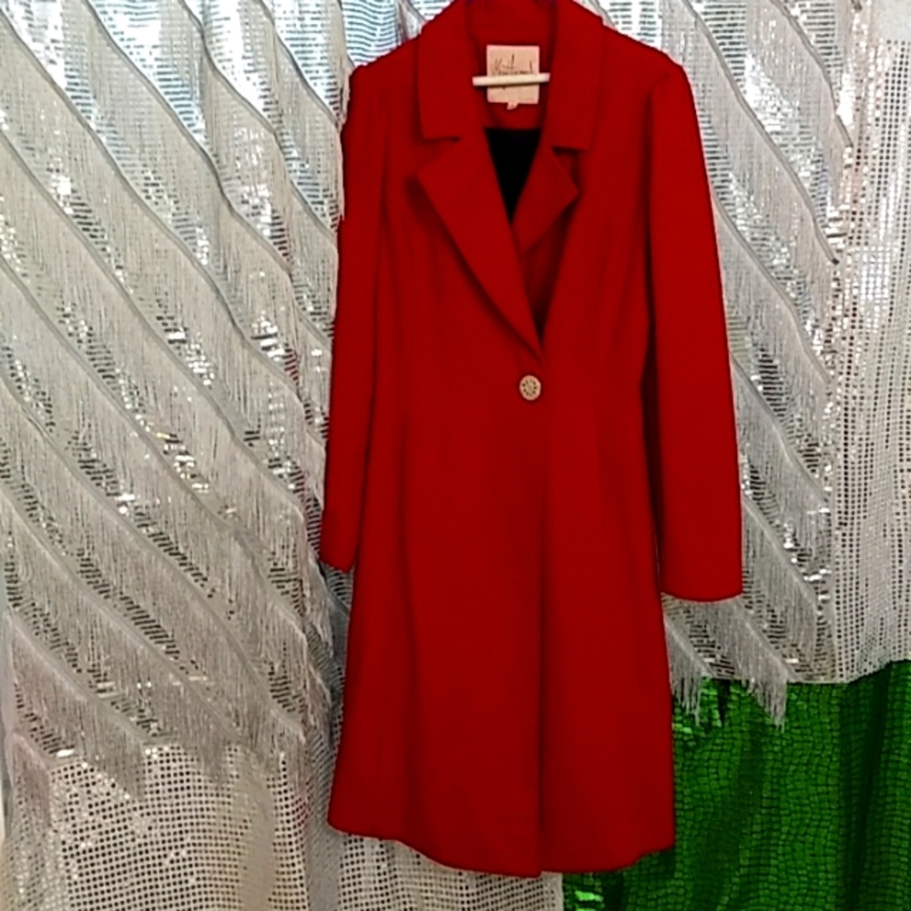 Myrtlewood of California Red Full Length Coat. Size L. Celebrity Fetish!